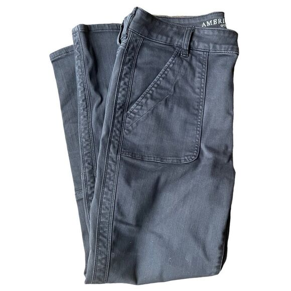 AE🦅 stretch women’s Next level stretch Jegging Crop Charcoal Grey Sz 12 EUC - Picture 3 of 15